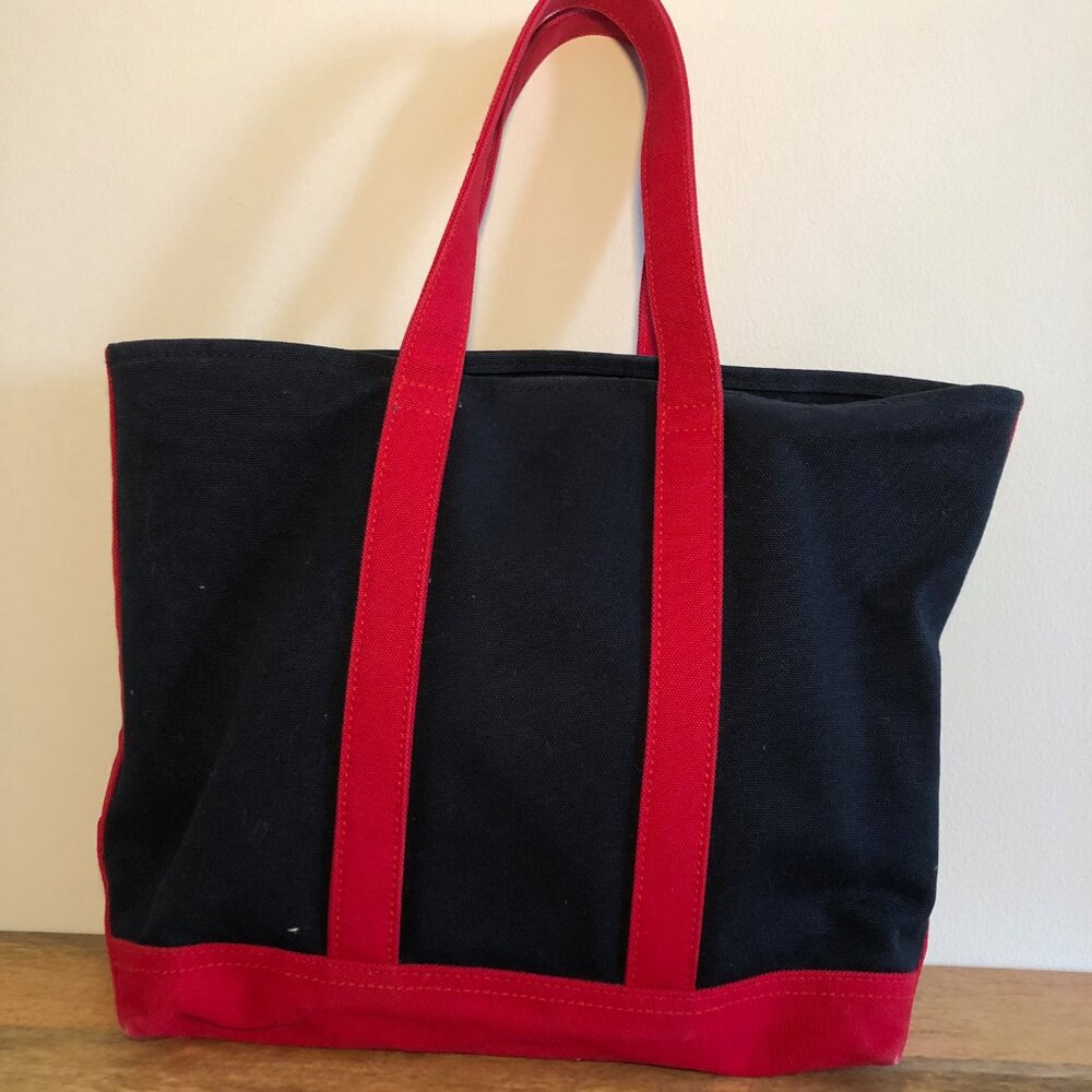 Ralph Lauren Black and Red Canvas Polo Tote - Picture 2 of 4